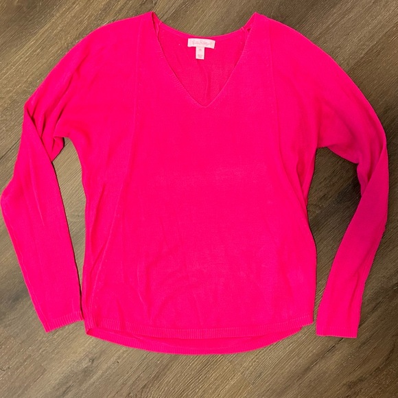 Lilly Pulitzer V Neck Pink Sweater - Picture 1 of 5
